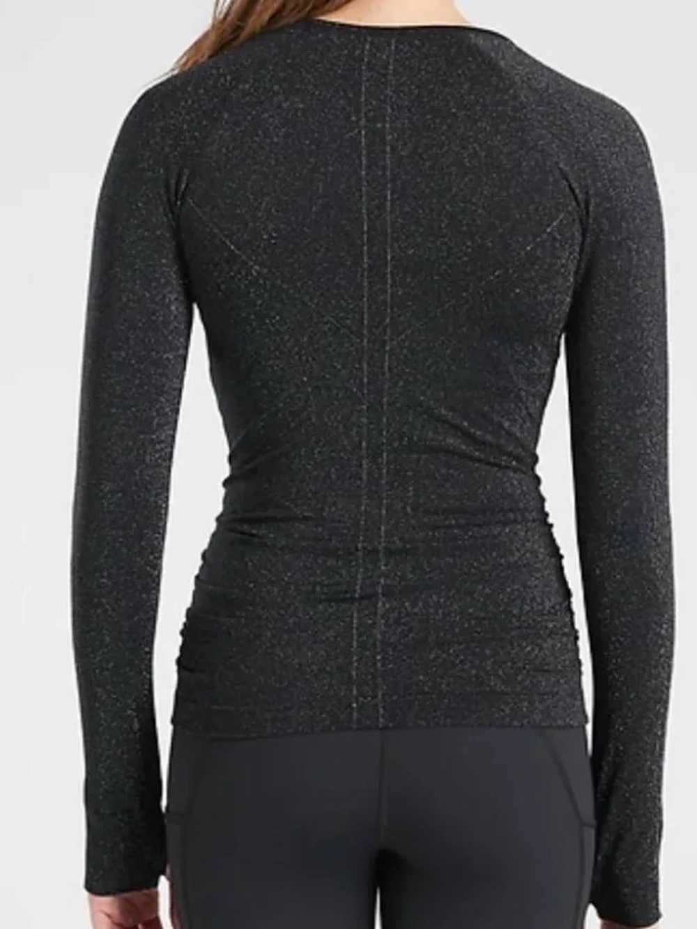 Athleta Speedlight Glow Long Sleeve Ruched Workout Top Black Small - Picture 5 of 8